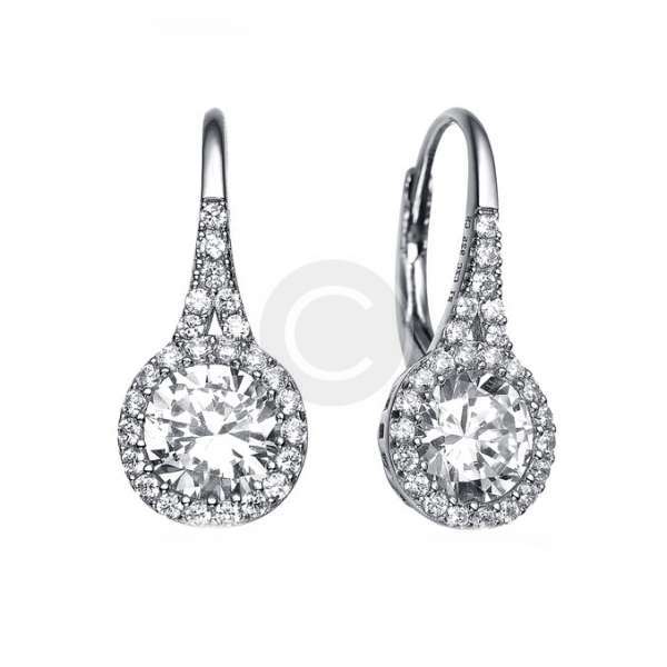 Crystal Flower Leverback Earrings